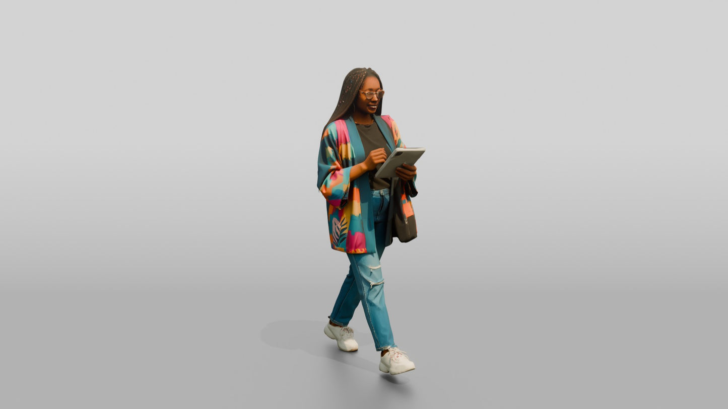 Businesswoman Walking with a Tablet
