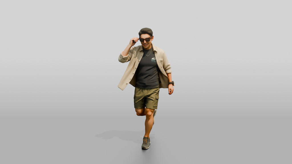 Man Sliding On Trendy Sunglasses