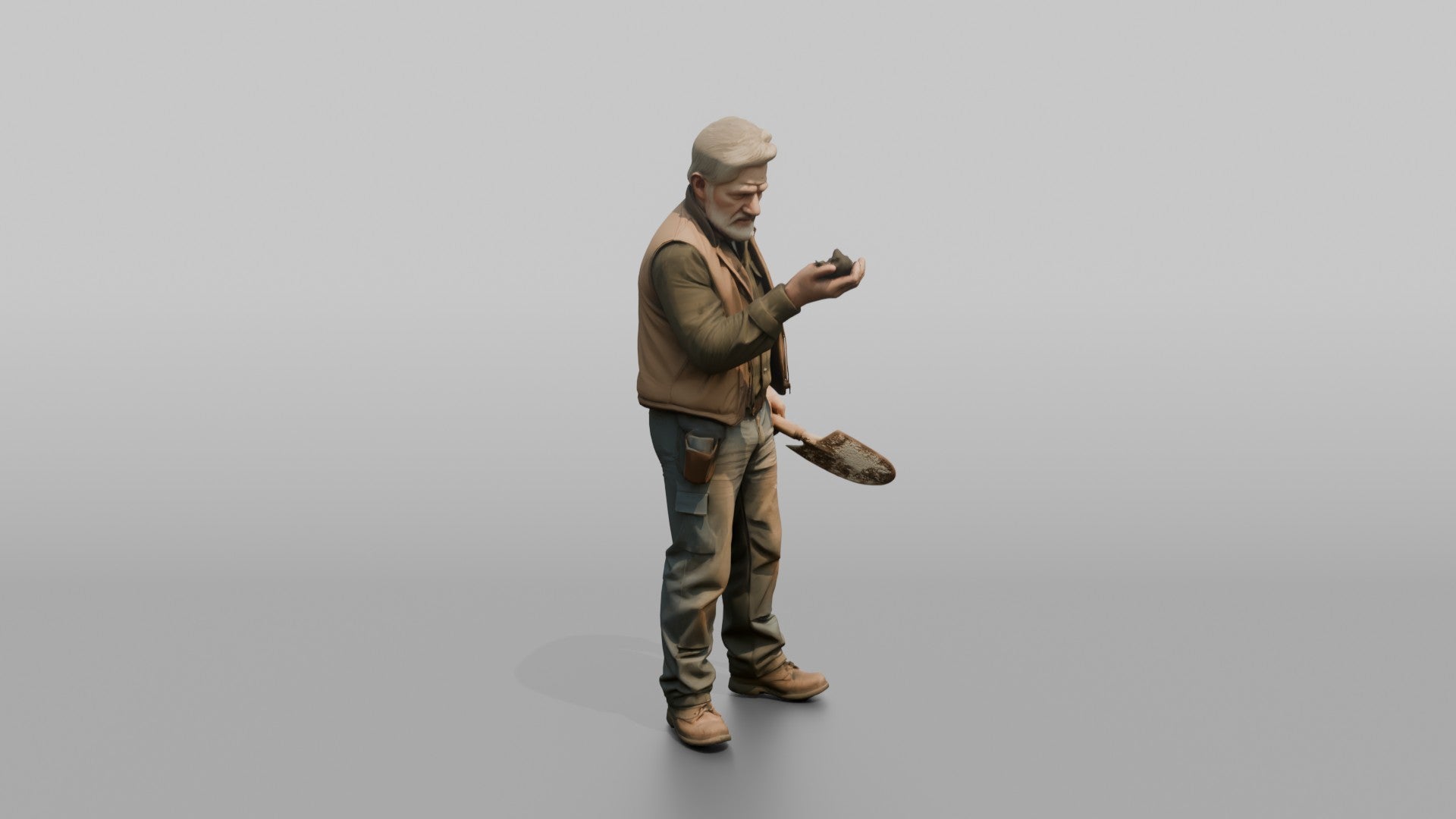 Farmer Inspecting Handful Of Freshly Plowed Rich Black