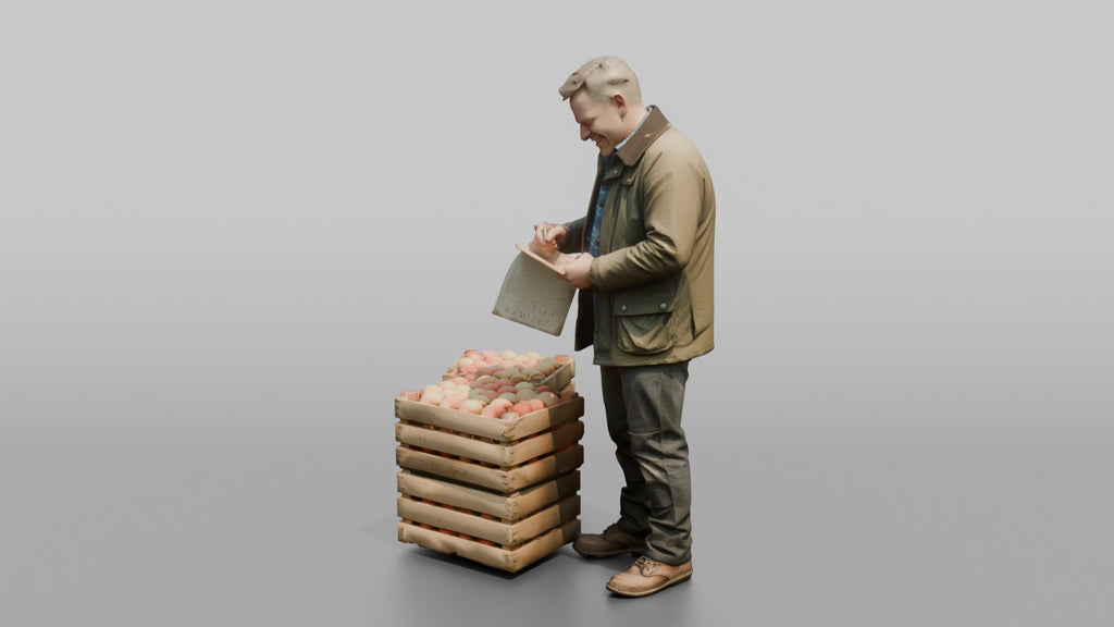 Farmer Examining Apples For Quality On Clipboard