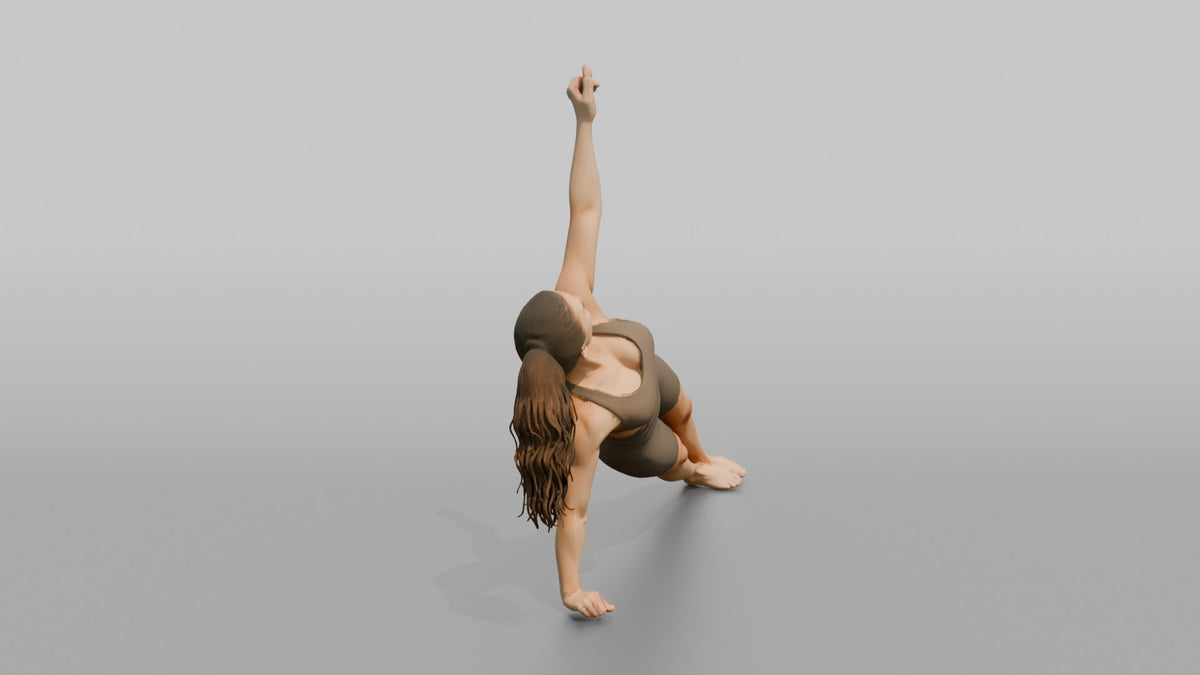Fitness Influencer Woman Holding A Side Plank - 3D character model, view 2