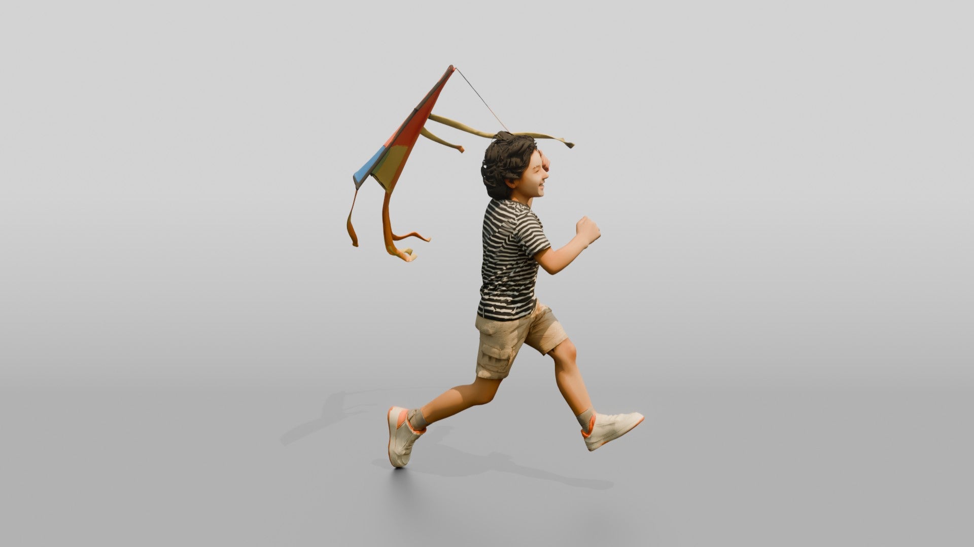 Slim Young Persian Boy Flying a Kite