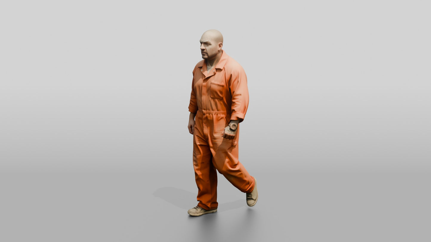 Latino Male Prisoner in an Orange Jumpsuit