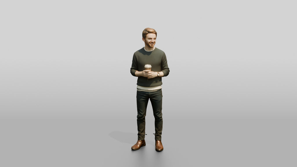 Homeless Man Holding a Steaming Paper Coffee Cup