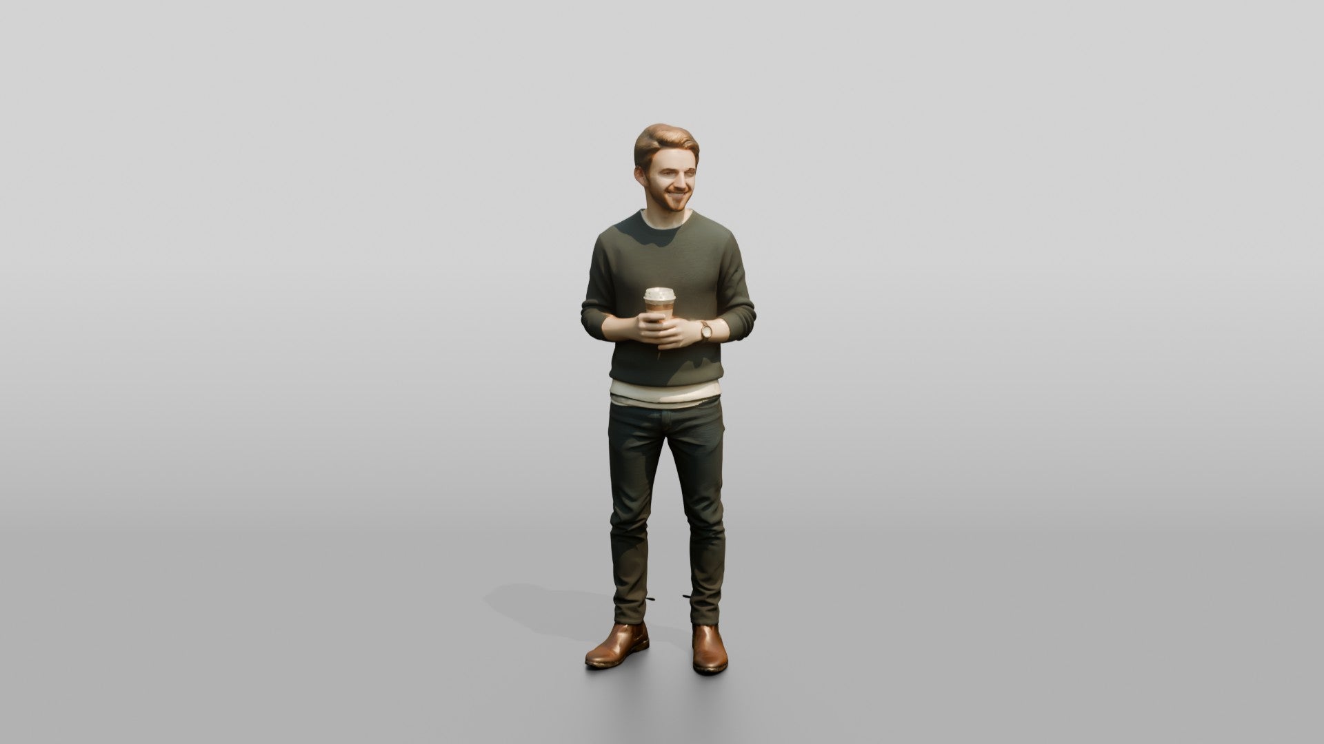 Homeless Man Holding a Steaming Paper Coffee Cup
