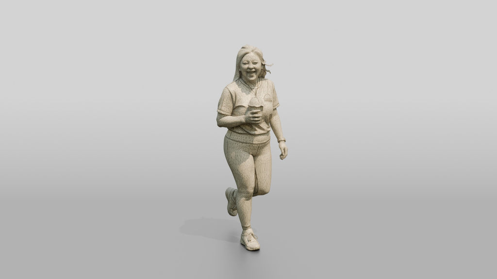 Chinese Woman Walking with Iced Drink