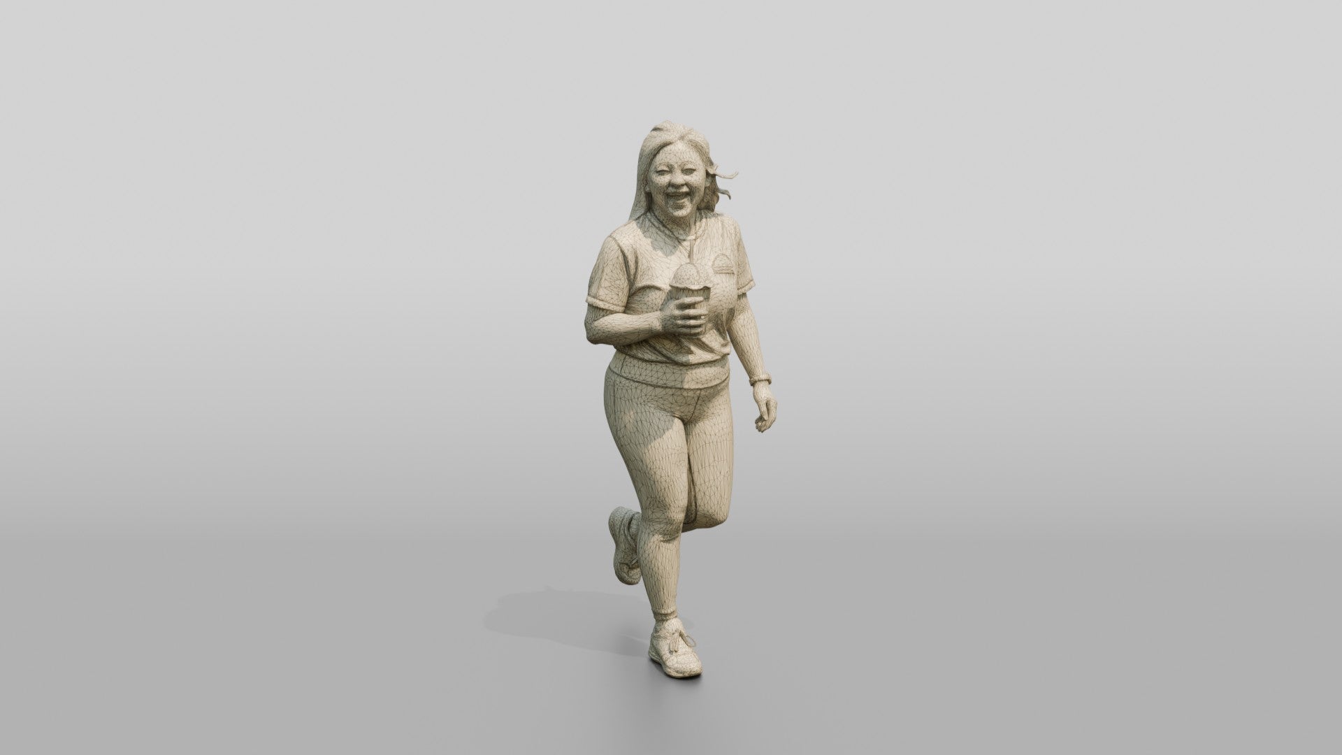 Chinese Woman Walking with Iced Drink