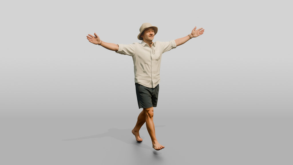 Man Stretching Arms in Ocean Breeze