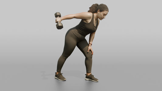Weightlifter Woman Performing A Tricep Kickback With A Dumbbell - 3D character model