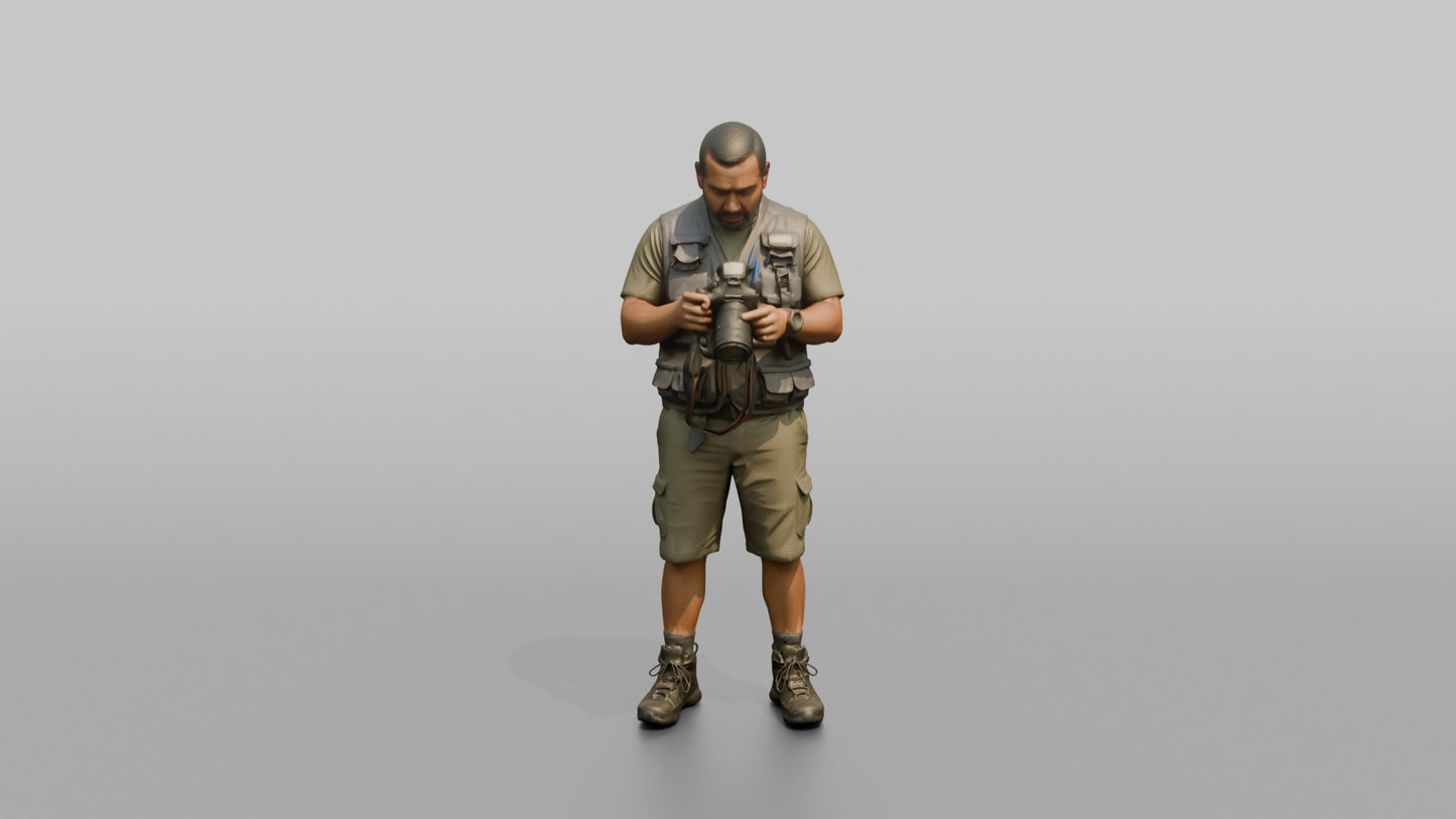 Vacationer Wearing Tactical Travel Vest And Shorts