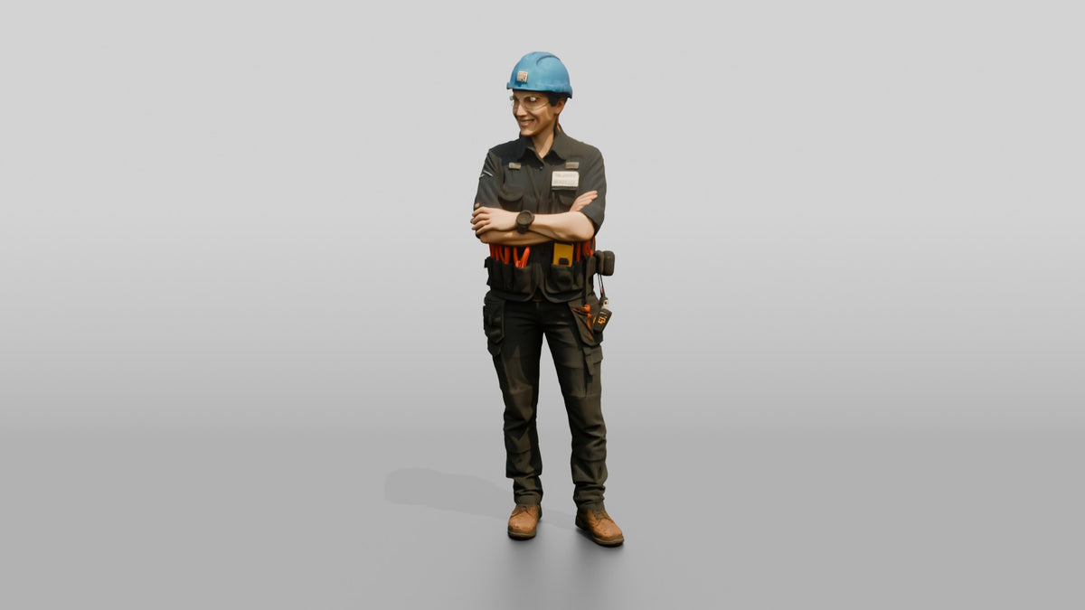 Construction Worker Woman 100 - 3D character model, view 4