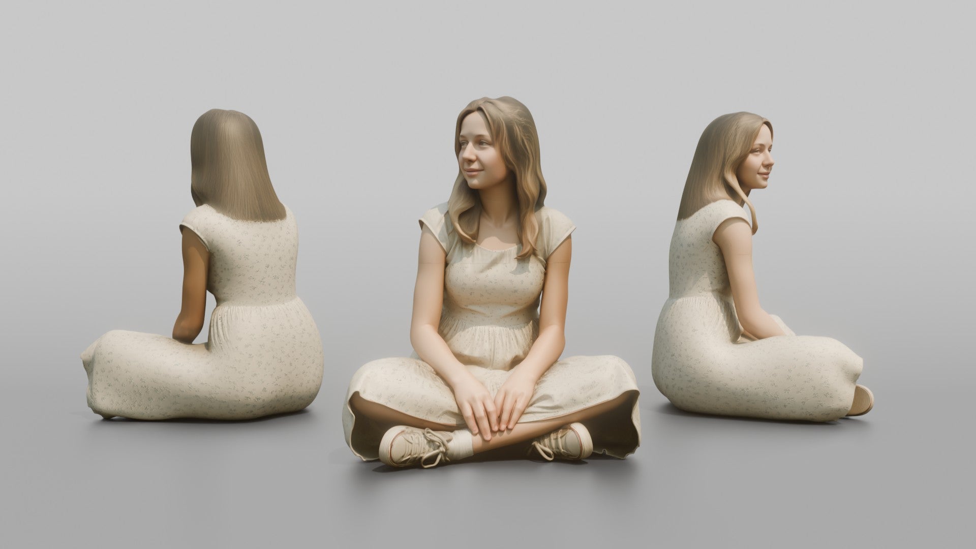 British Teenage Girl Sitting in a Summer Dress
