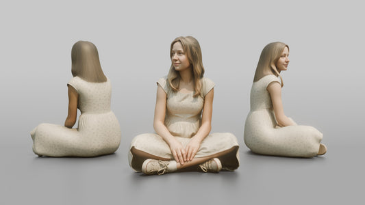 British Teenage Girl Sitting in a Summer Dress