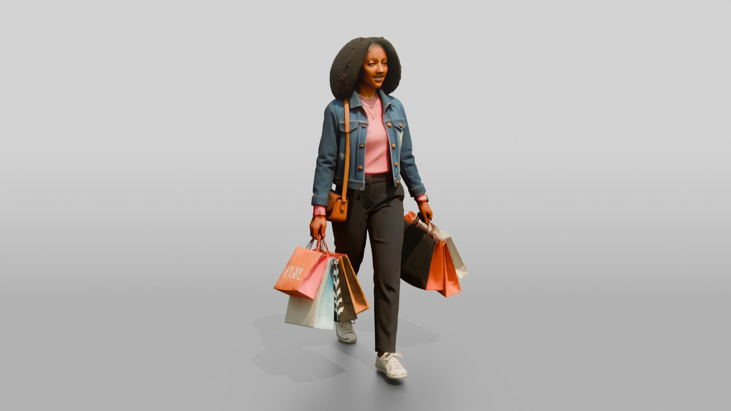 Afro-Latina Woman in Cropped Denim Jacket