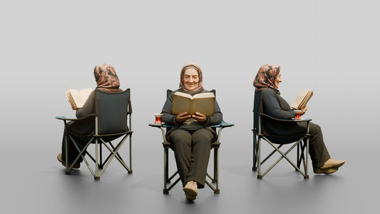 Elderly Woman Reading with Tea
