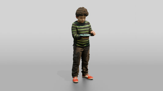 Boy Launching Toy Drone - 3D character model, view 1