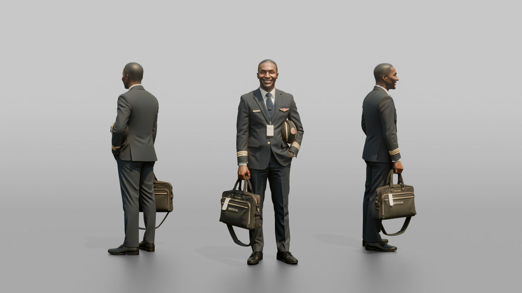 Hispanic Flight Attendant Holding a Plush Toy
