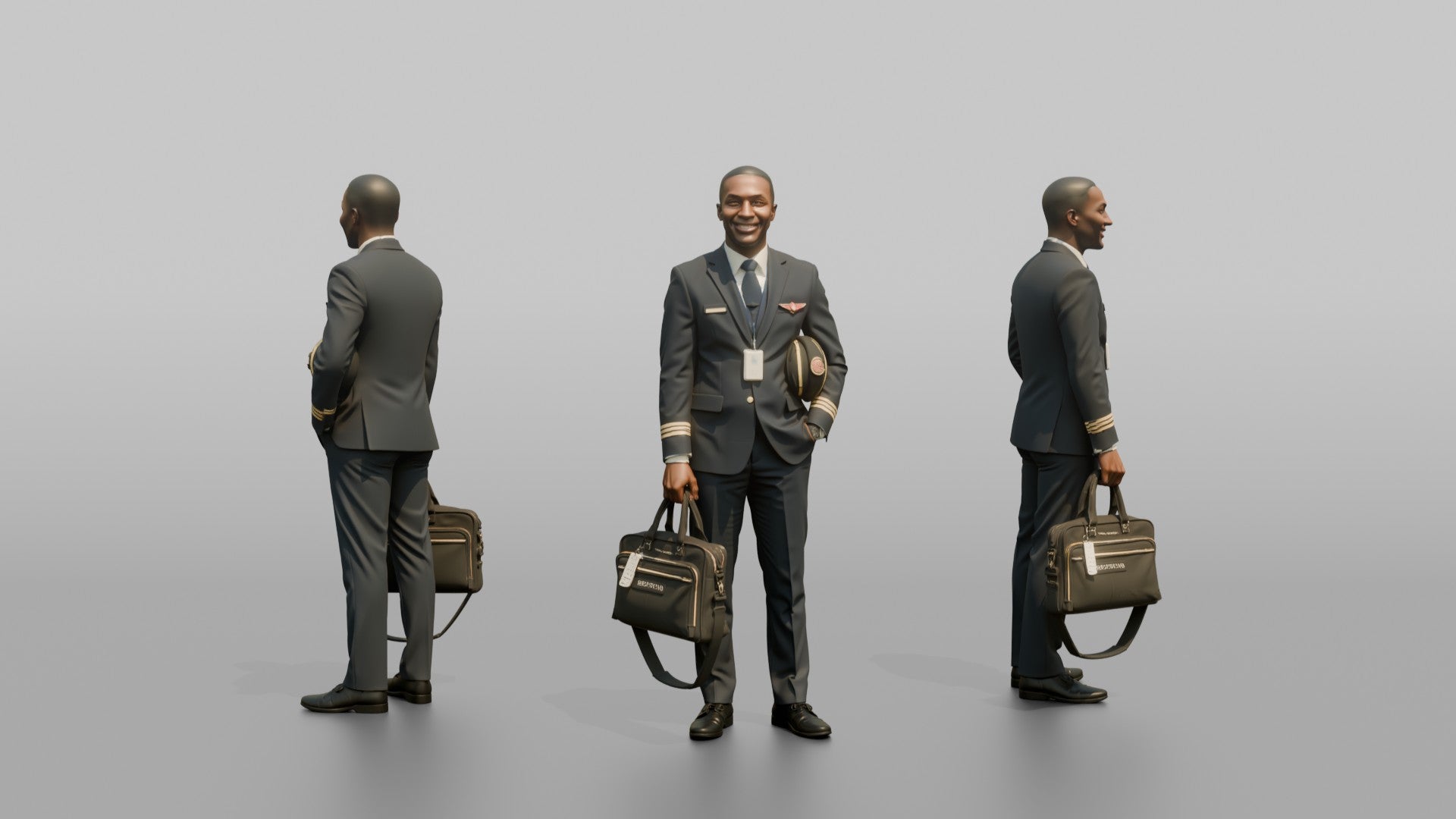 Hispanic Flight Attendant Holding a Plush Toy