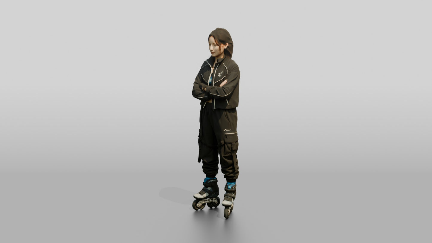 Inline Skater Woman in Cropped Jacket