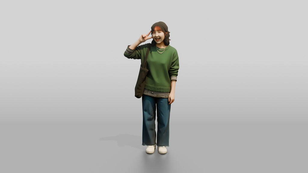 Asian Woman Making a Peace Sign