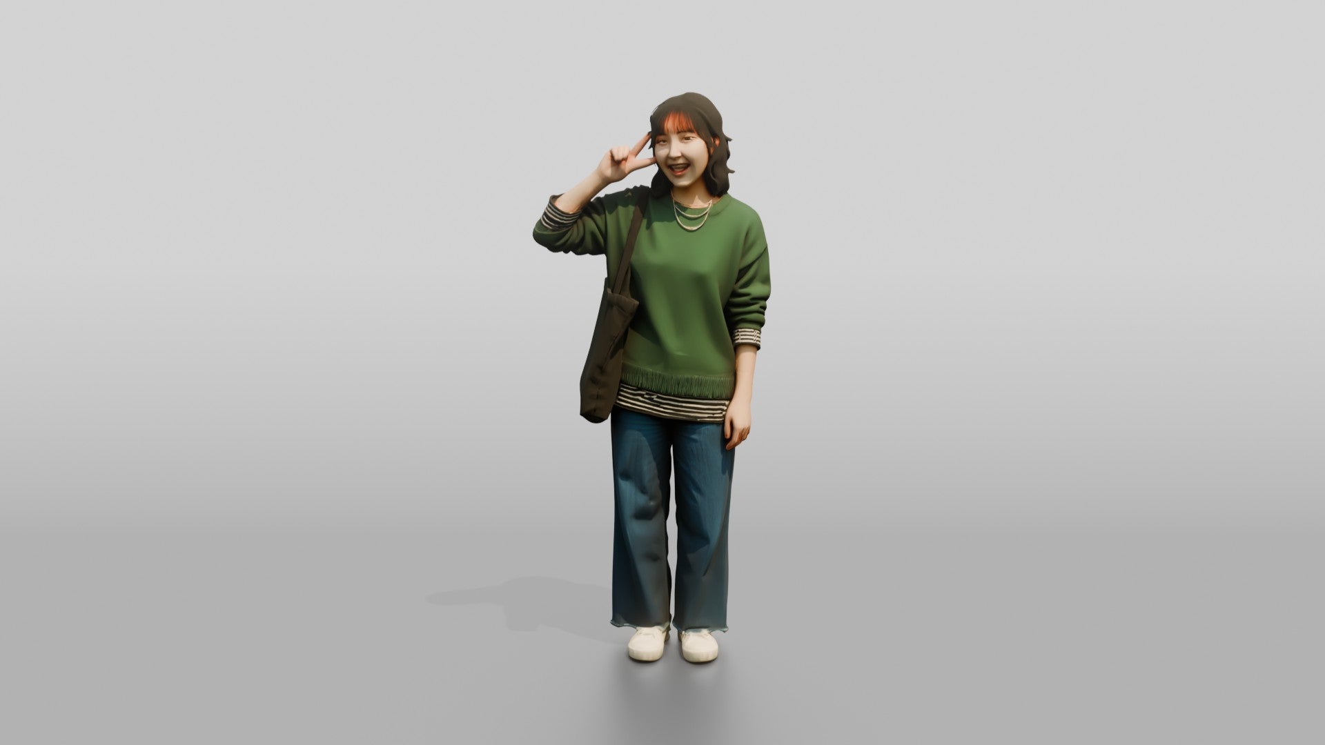 Asian Woman Making a Peace Sign