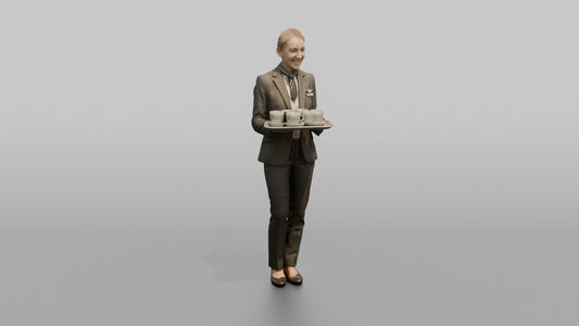 Black Airline Captain Checking His Wristwatch - 3D character model, view 1