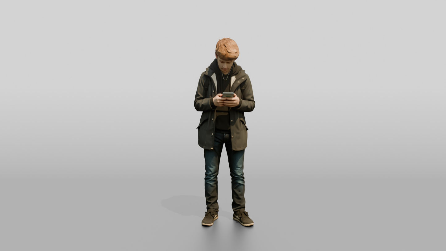 White Teen Boy Checking Map on Phone