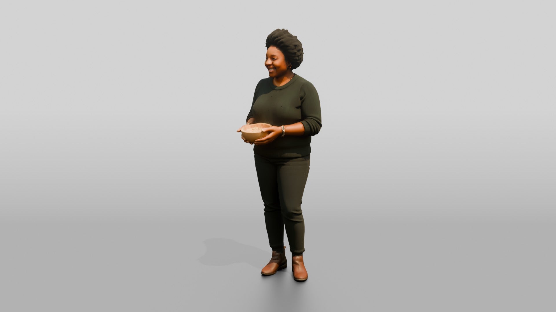Homeless Woman Holding a Warm Bowl of Soup