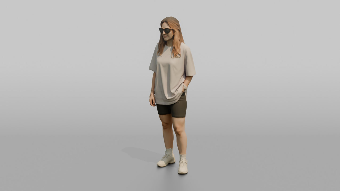 Woman Standing in a Pastel Oversized T-Shirt