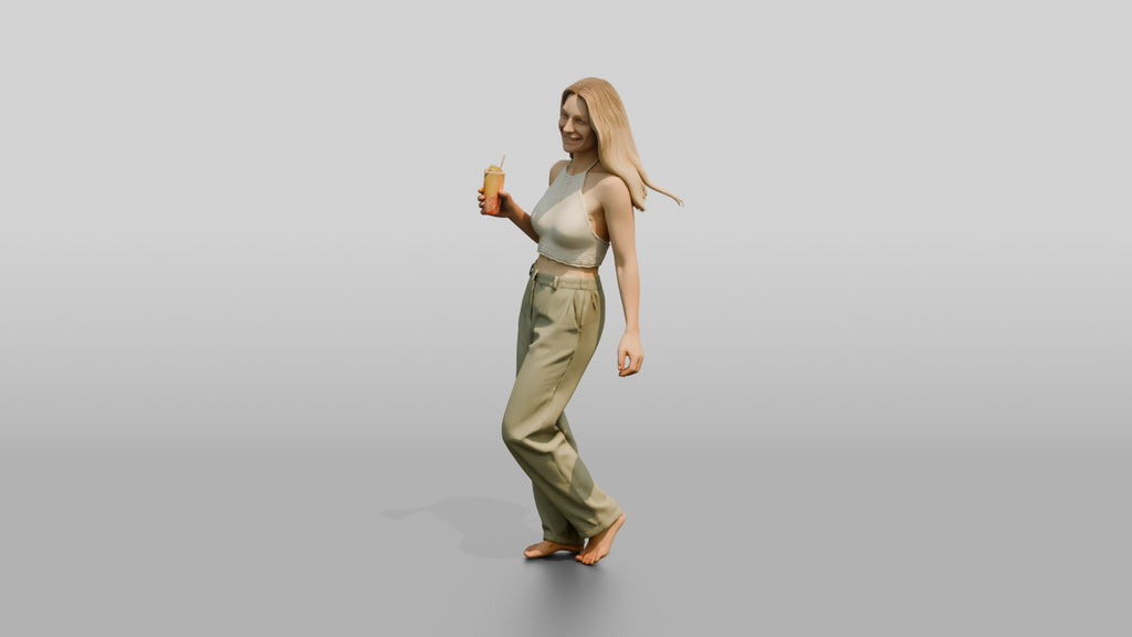 Woman with a Cocktail in Olive Pants