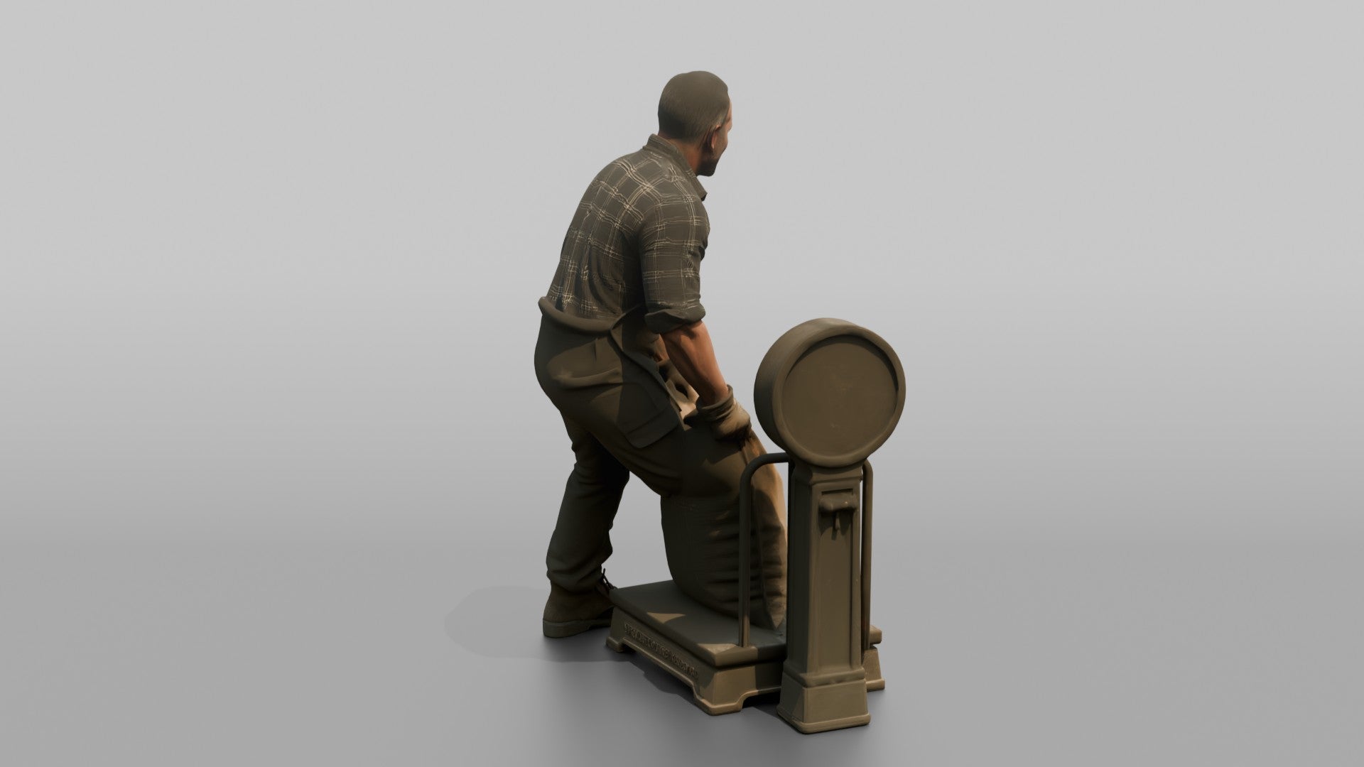 Farmer Hoisting Heavy Sack Of Grain Onto
