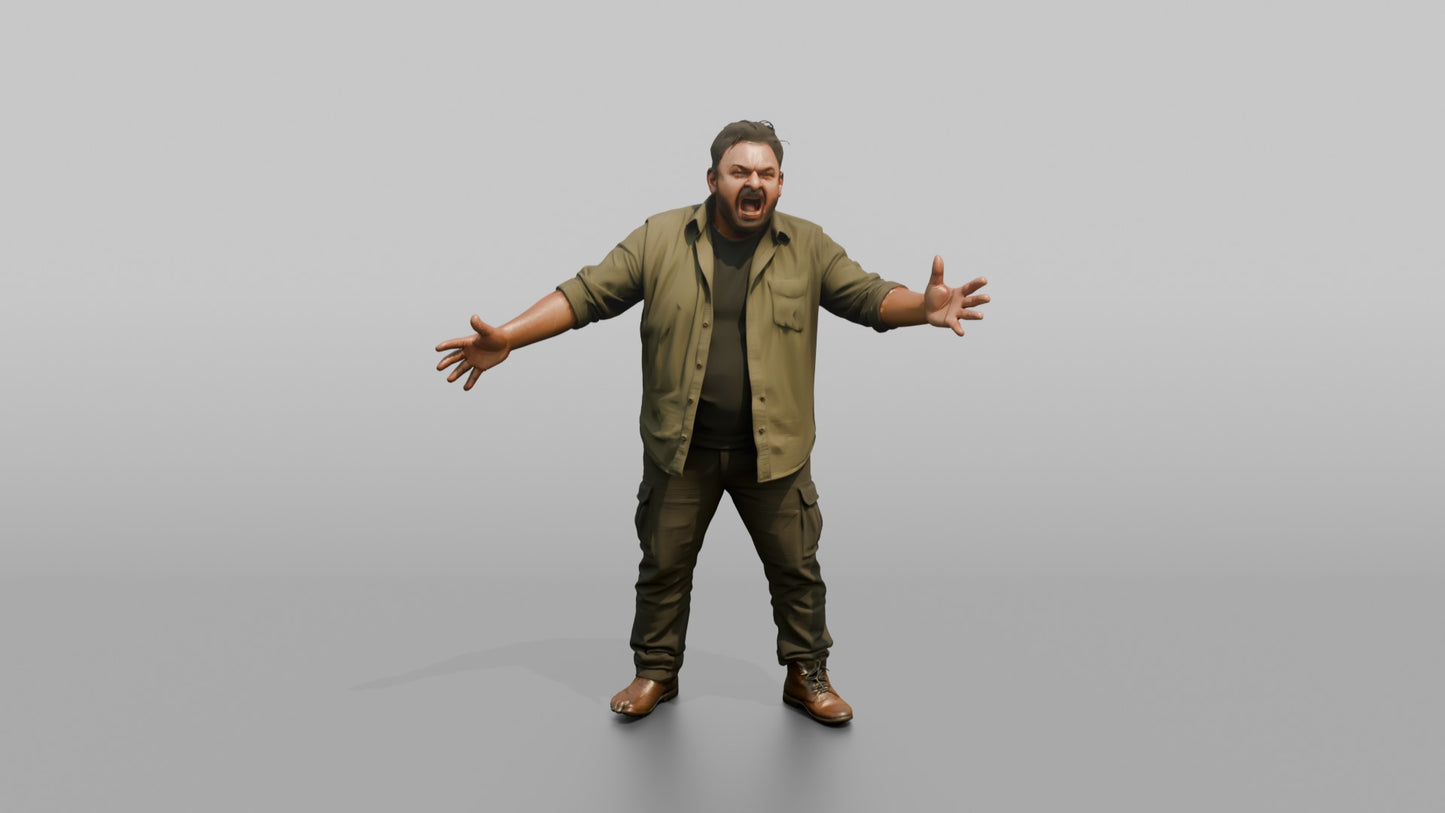 Protester Man Shouting with Arms Outstretched