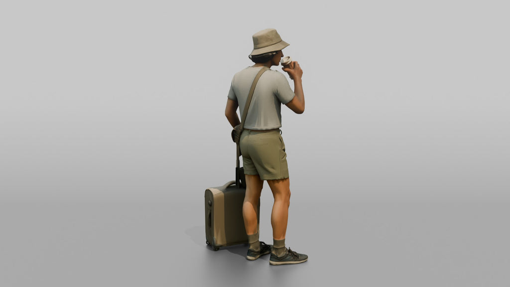 Traveler Sipping Coffee At The Gate