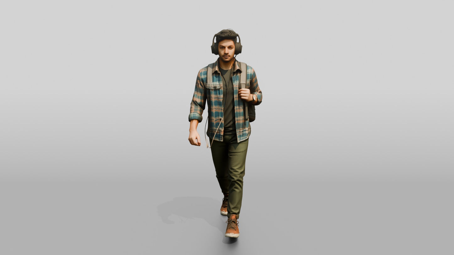 Man Walking with a Backpack