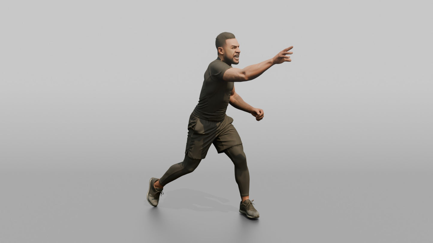 Protester Man Running and Reaching Forward