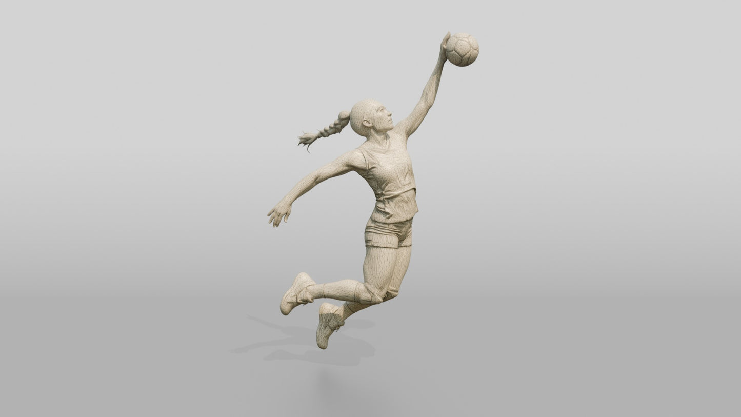 Hispanic Female Volleyball Player in Gold and Blue Uniform