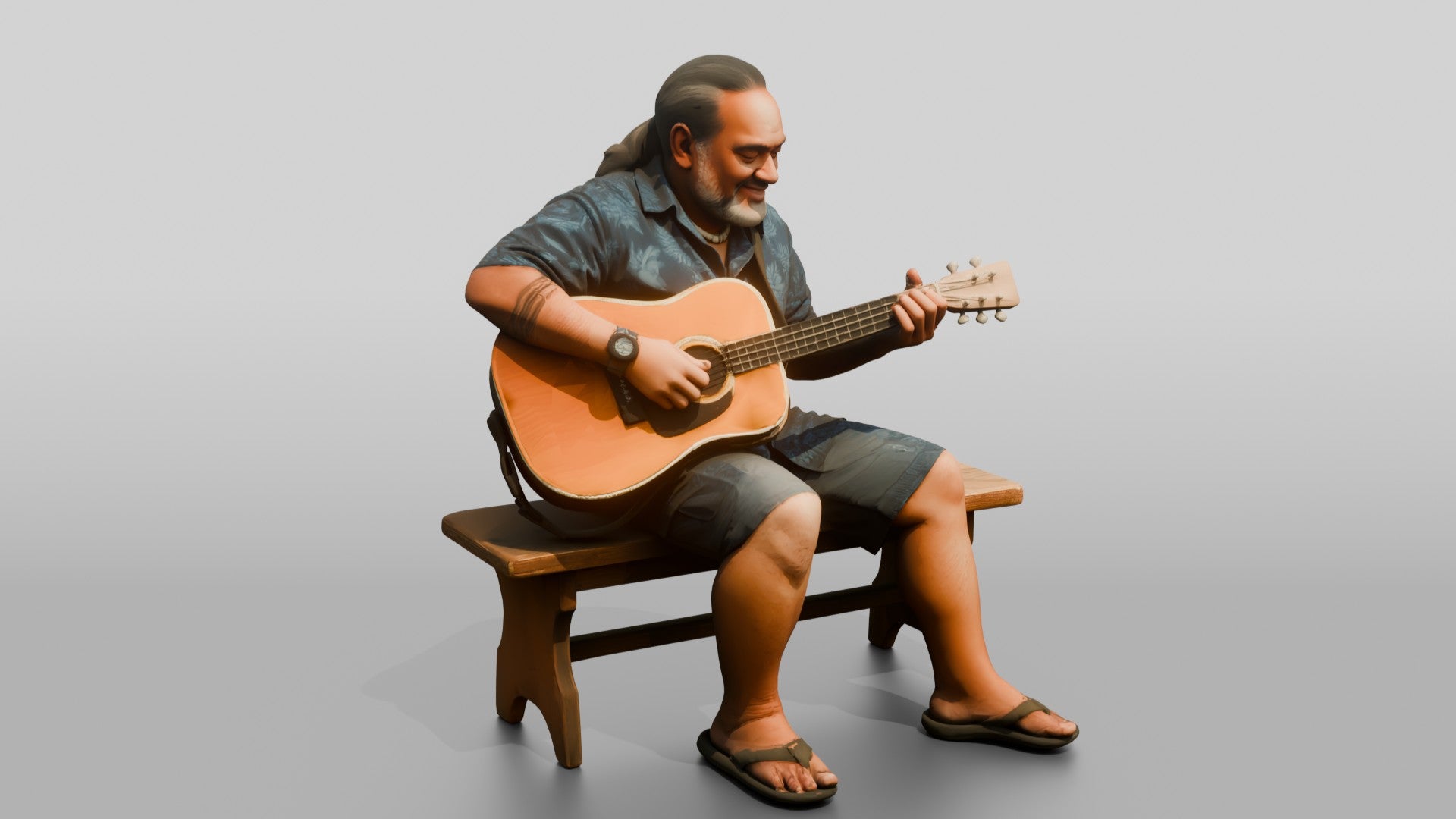 Slack-Key Guitarist Strumming Acoustic Guitar