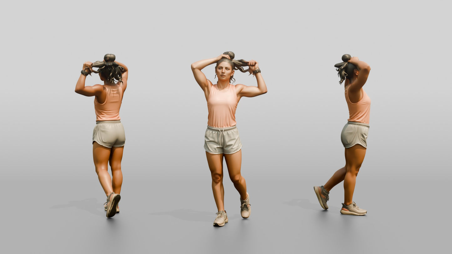 Athletic Greek Woman Tying Her Hair Back