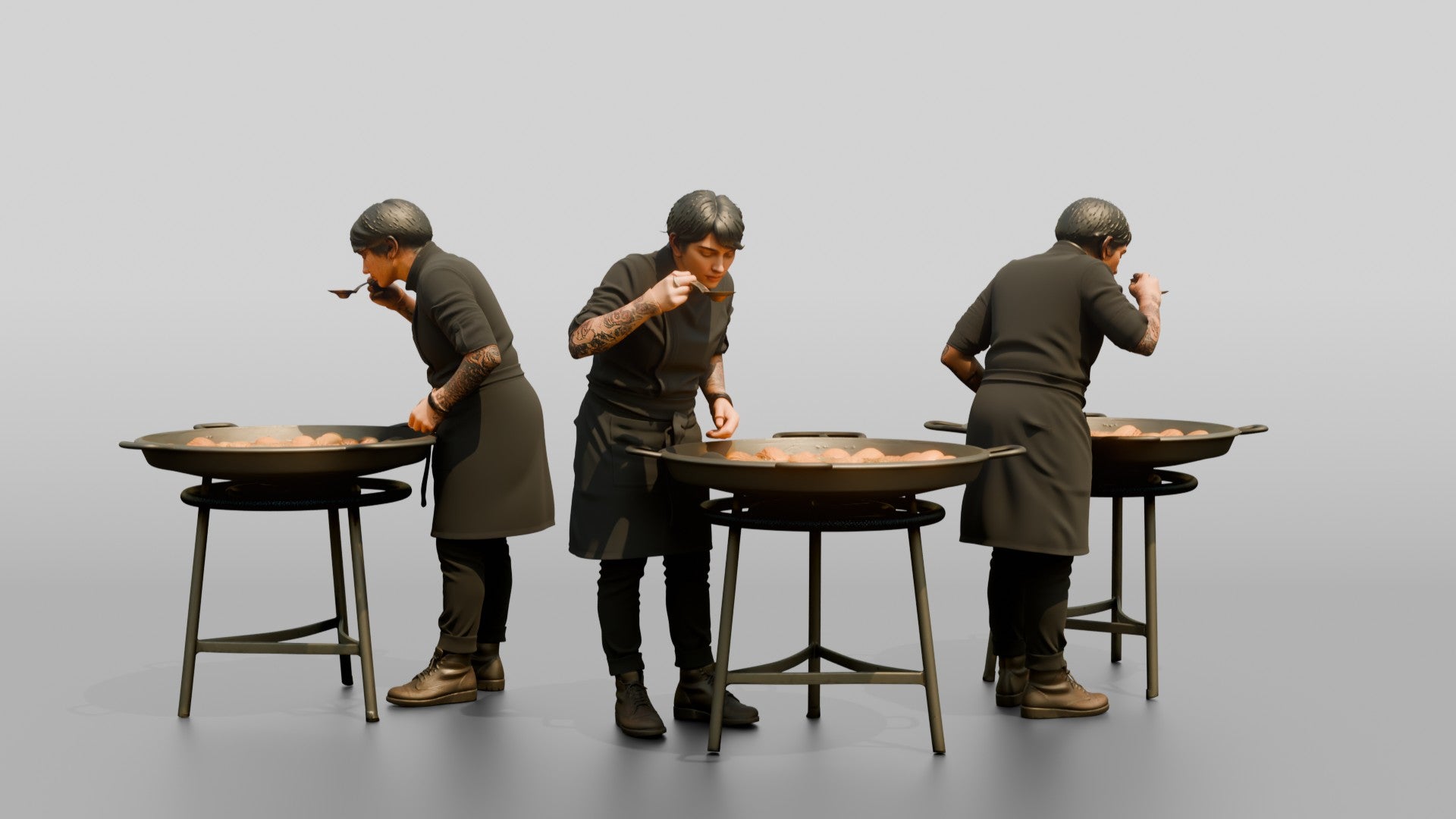 Chef Checking a Paella Pan