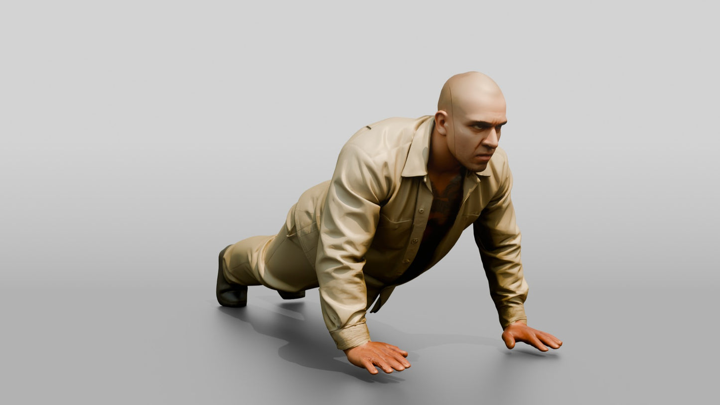 Latino Male Prisoner in a Khaki Two-piece