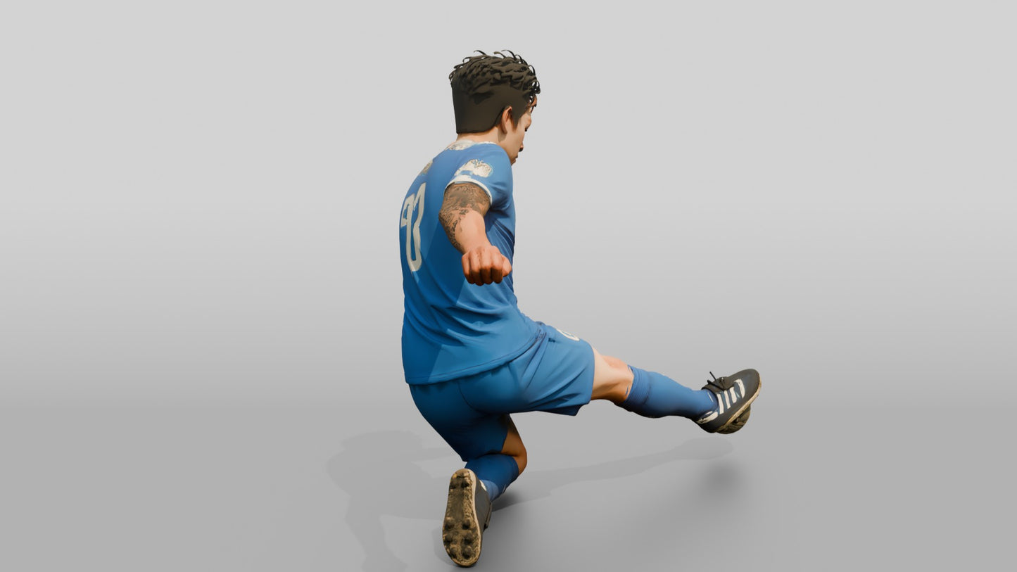 Soccer Player Executing a Sliding Tackle