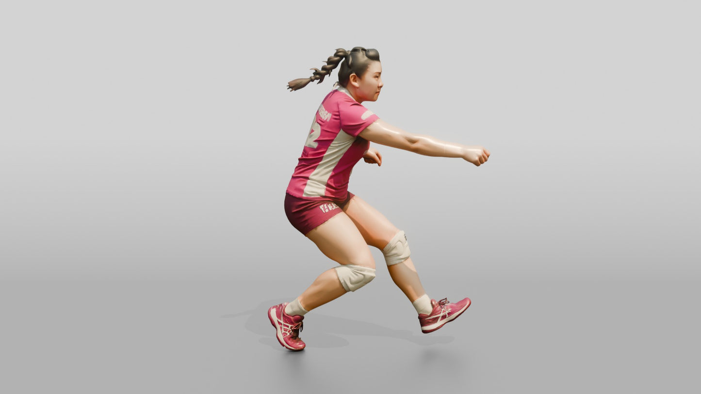 East Asian Female Volleyball Player in Magenta Jersey