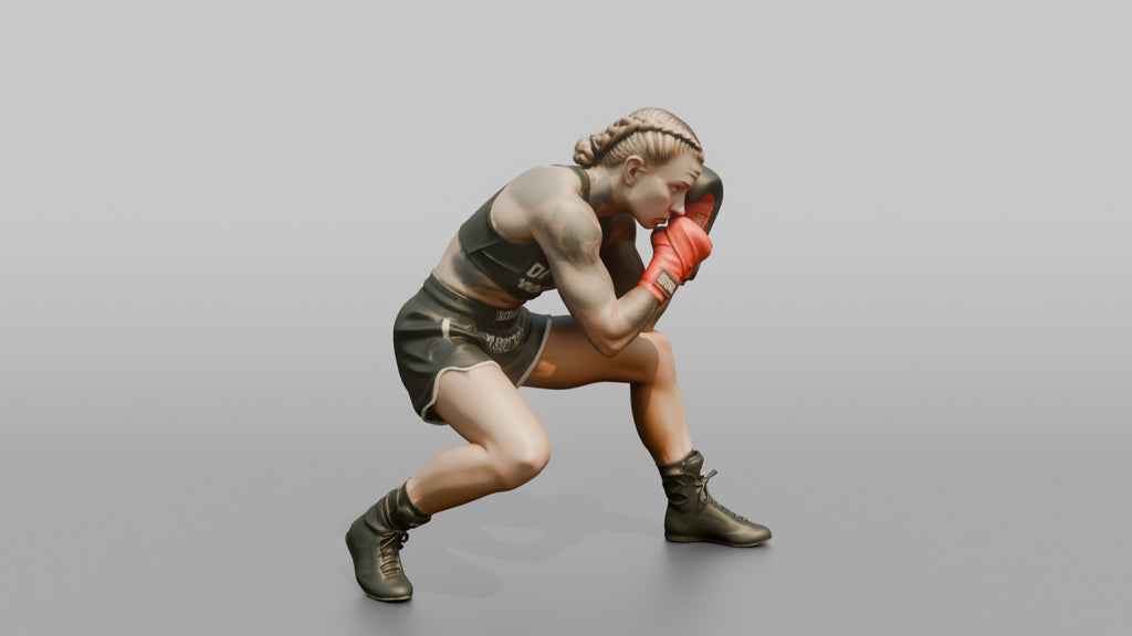 Boxer Low Ducking Weave Defensive Stance