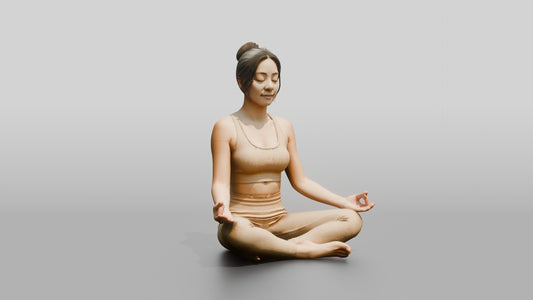 Seated Lotus Meditation Woman - 3D character model, view 1