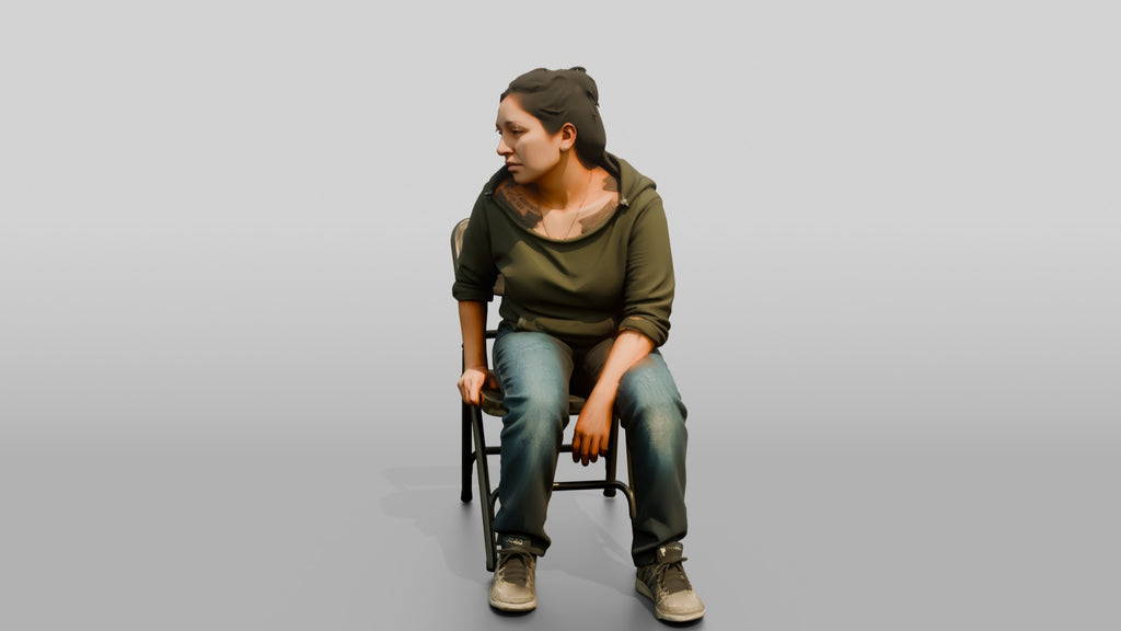 Homeless Woman Looking Off-balance and Sitting Heavily