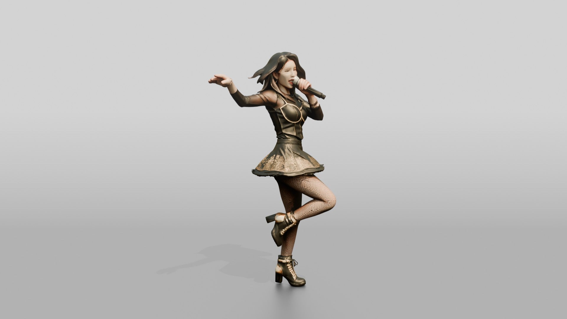 K-Pop Vocalist Dancing with Microphone