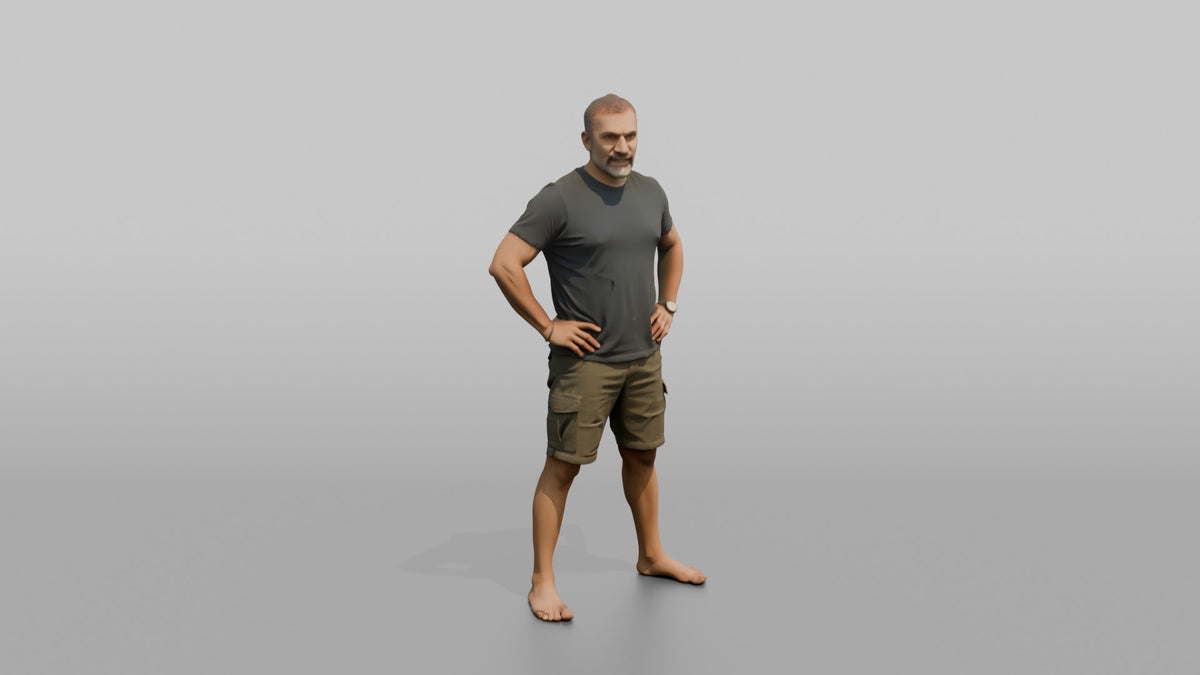 Physique Model Man Standing In A Confident Wide Stance, Hands On Hips - 3D character model
