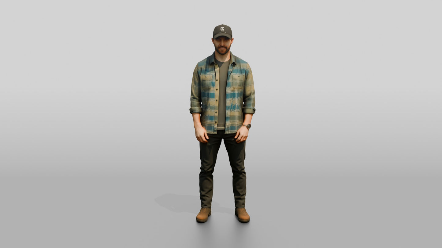 Canadian Man in Lightweight Flannel Shirt
