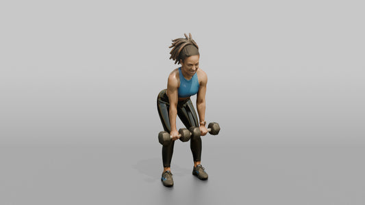 Weightlifter Woman Mid-rep On A Dumbbell Deadlift - 3D character model