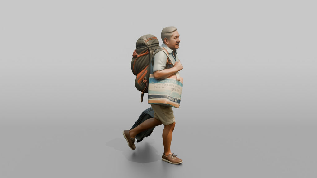 Traveler Jogging Late For A Flight
